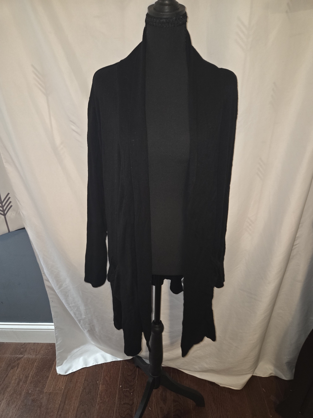 Classic Black Open-Front Women's Cardigan 0015